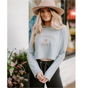 Kittenish | Blue thermal cropped hoodie top kittenish graphic hoodie •